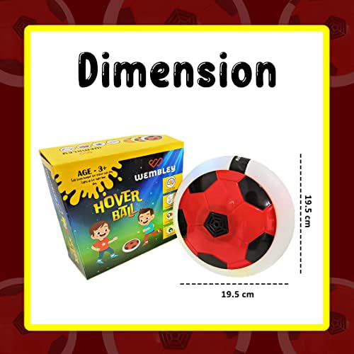 Rechargeable Hover Football Indoor Game for Kids Toys for Boys Birthday Gift | Electric Air Football Floating Hover Ball Soccer Electronic Toys for 2 3 4 5 6 7 8 9 10+ Years Old Boys - Red