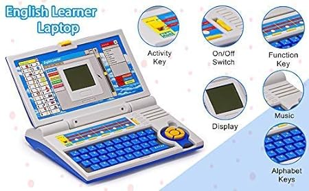 Educational Laptop Computer Toy with Mouse for Kids above 3 Years - 20 Fun Activity Learning Machine, Now Learn Letter, Words, Games, Mathematics, Music, Logic, Memory Tool - Blue