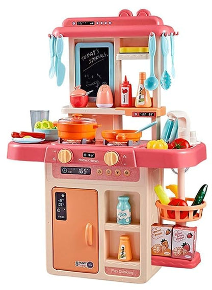 Kitchen Set for Kids 42 PCS Battery Oprated Pretend Play Kitchen Toy Set for Girls with Writing Slate Lights & Music Sound Plastic Multicolor (Pack of 1)