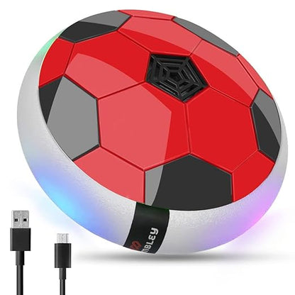 Rechargeable Hover Football Indoor Game for Kids Toys for Boys Birthday Gift | Electric Air Football Floating Hover Ball Soccer Electronic Toys for 2 3 4 5 6 7 8 9 10+ Years Old Boys - Red