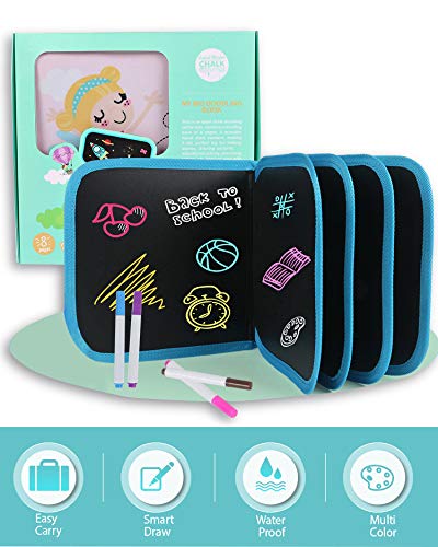 Erasable Doodle Book for Kids, Coloring doodle Slate chalk board book, Fun Learning Doodle Board