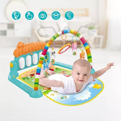 Premium Baby Kick & Play Piano Play Gym with Hanging Rattles, Lights & Music|Jungle Theme Infant Crawling Play Mat Carpet for Kids|