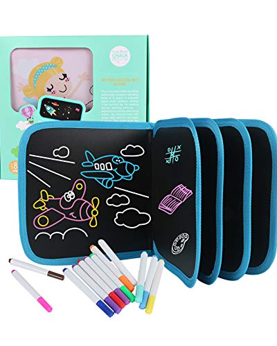 Erasable Doodle Book for Kids, Coloring doodle Slate chalk board book, Fun Learning Doodle Board