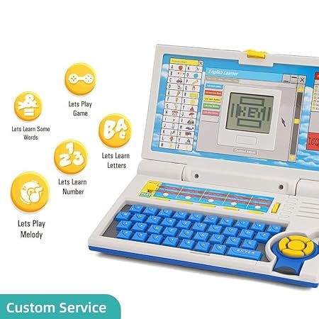 Educational Laptop Computer Toy with Mouse for Kids above 3 Years - 20 Fun Activity Learning Machine, Now Learn Letter, Words, Games, Mathematics, Music, Logic, Memory Tool - Blue