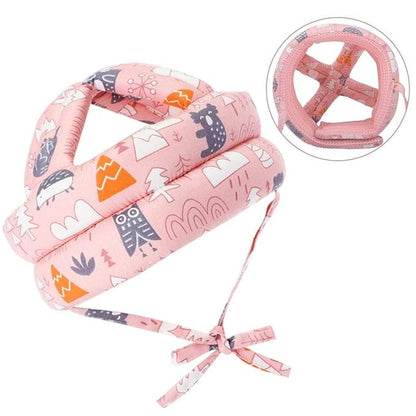 Baby Infant Toddler Helmet No Bump Safety Head Cushion Bumper Bonnet Adjustable Protective Multi Printed Cap Child Safety Headguard for Running Walking Crawling Safety Helmet (Pink)