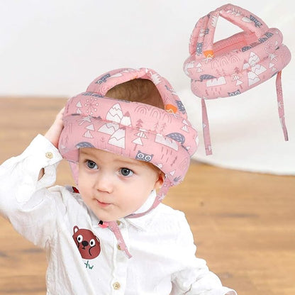 Baby Infant Toddler Helmet No Bump Safety Head Cushion Bumper Bonnet Adjustable Protective Multi Printed Cap Child Safety Headguard for Running Walking Crawling Safety Helmet (Pink)