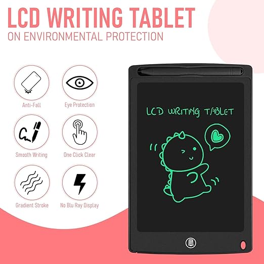 Re-Writable LCD Writing Tablet Pad with Screen 21.5cm (8.5Inch) for Drawing, Playing, Handwriting Best Birthday Gifts for Adults & Kids Girls Boys, Multicolor