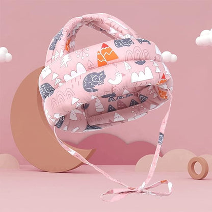 Baby Infant Toddler Helmet No Bump Safety Head Cushion Bumper Bonnet Adjustable Protective Multi Printed Cap Child Safety Headguard for Running Walking Crawling Safety Helmet (Pink)